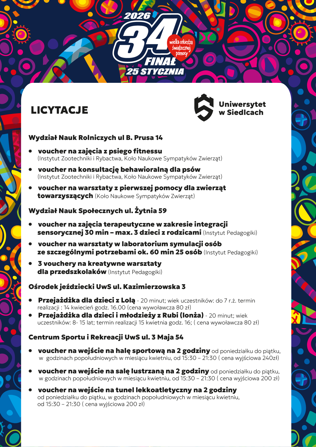 WOŚP - plakat nr2 z ofertą - treść z plakatu pod obrazem.